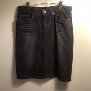 Express jeans stretch navy blue corduroy front slit skirt.